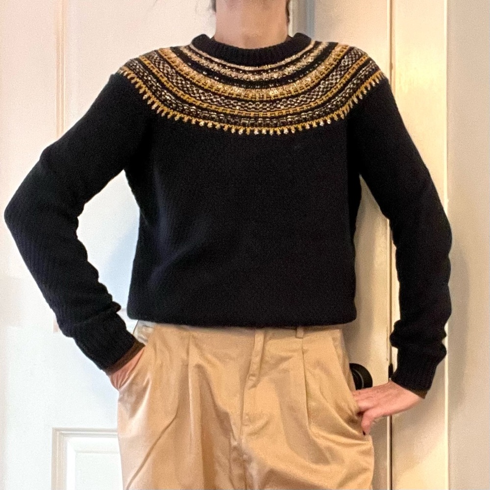 The Reeds x J. Crew Navy Cotton Blend Fair Isle Style Sweater. Size S. - Picture 6 of 6